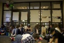 SPU students at the sit-in outside the university president's office