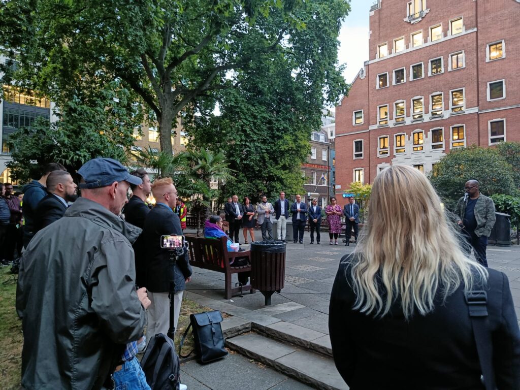 People gathered in Soho Square for the vigil