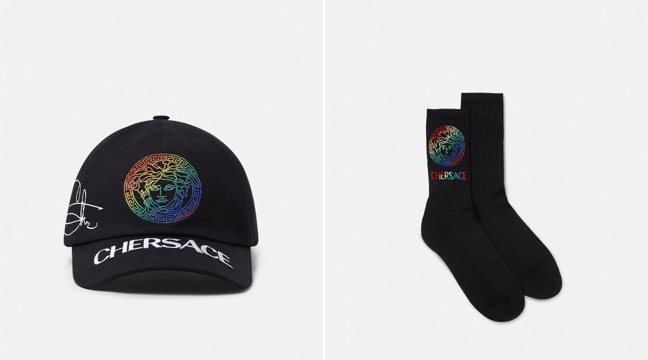 The limited edition capsule collection features a cap, socks and t-shirt. (Versace)