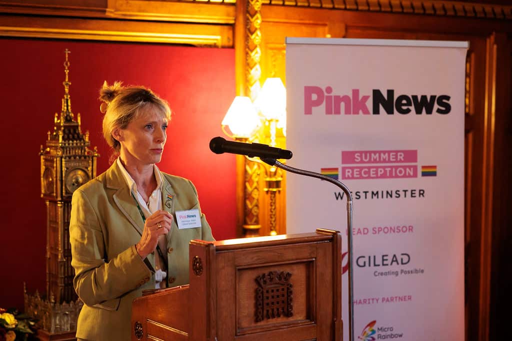 Véronique Walsh speaks at the PinkNews Westminster Summer Reception