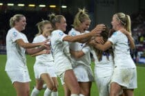 Fran Kirby (Chelsea FC) of England celebrates after scoring her sides first goal during the UEFA Women's Euro 2022 Semi Final match between England and Sweden at Bramall Lane on July 26, 2022 in Sheffield, United Kingdom.