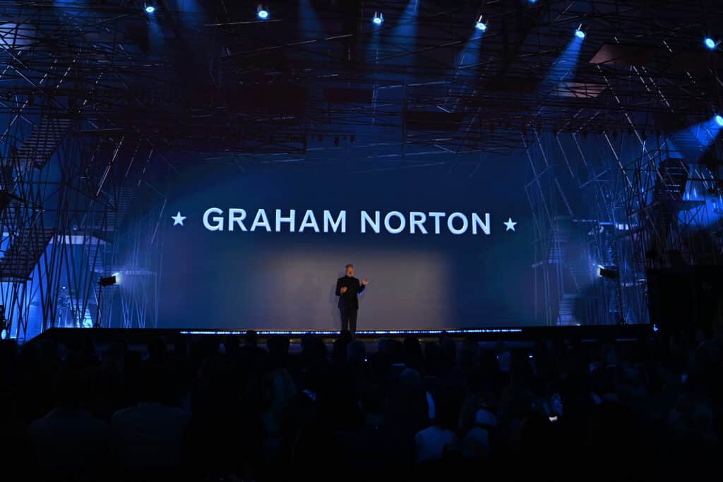 Graham Norton onstage during the Paramount+ UK launch