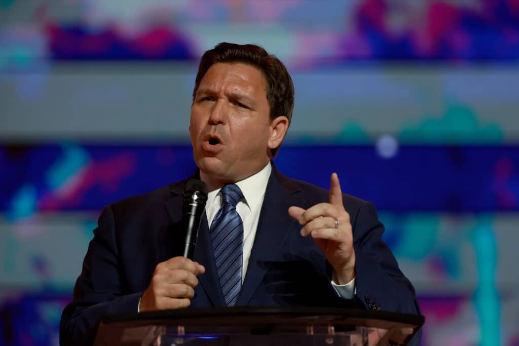 Florida Gov. Ron DeSantis speaks during the Turning Point USA Student Action Summit held at the Tampa Convention Center on July 22, 2022.