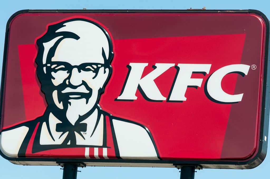 Kentucky Fried Chicken KFC fast food restaurant sign.