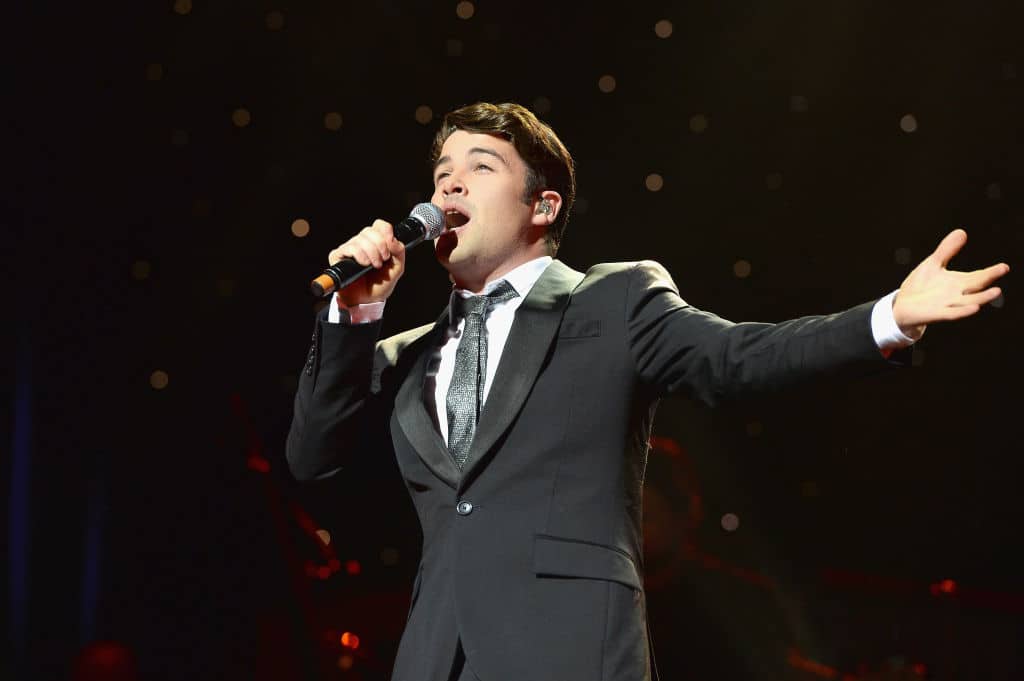 Joe McElderry performs on stage at Magic FM's Magic of Christmas concert at London Palladium on November 26, 2017.