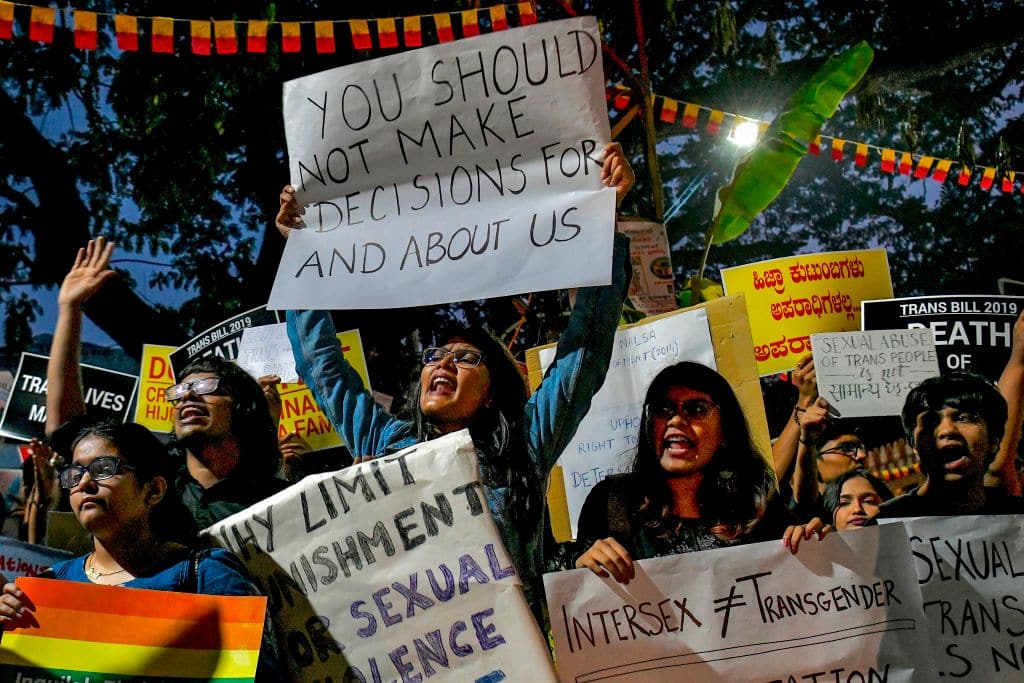 A trans rights protest in Bangalore, India in 2019