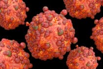 Computer generated image of multiple monkeypox viruses