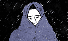 An illustration of a person with a blanket wrapped around them