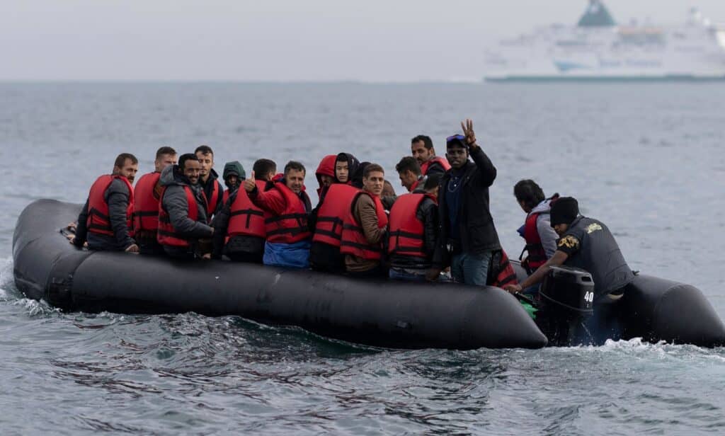 A boat of asylum seekers try to gain entry to the Uk via the English Channel