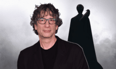 Neil Gaiman and a shadowed figure