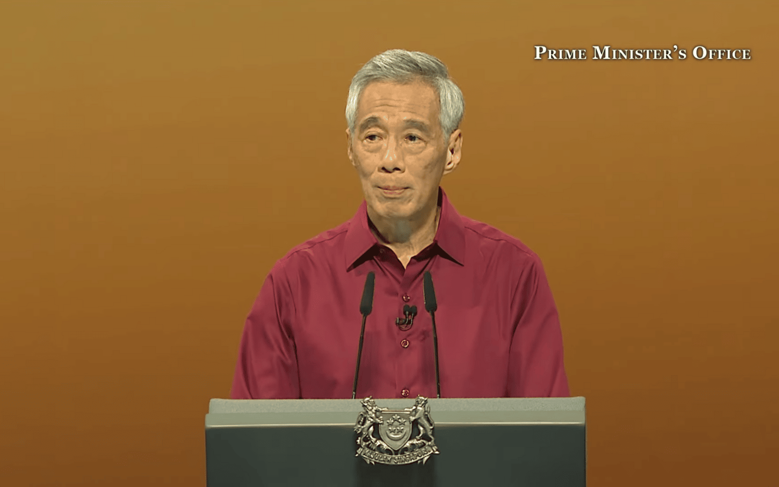 Prime minister Lee Hsien Loong speaks during the National Day Rally 2022