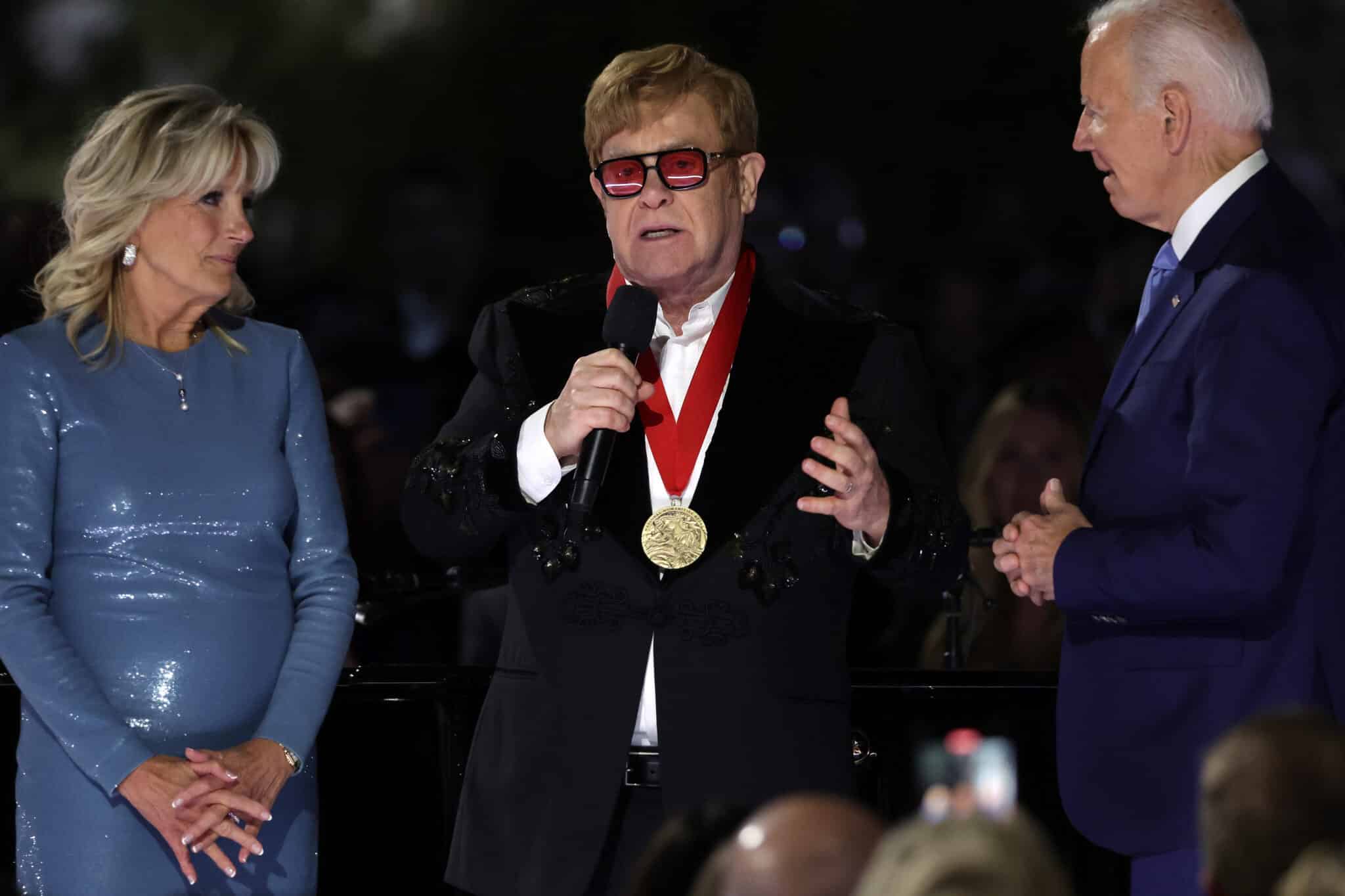 Elton John left ‘flabbergasted’ as Joe Biden surprises him with medal for work fighting AIDS