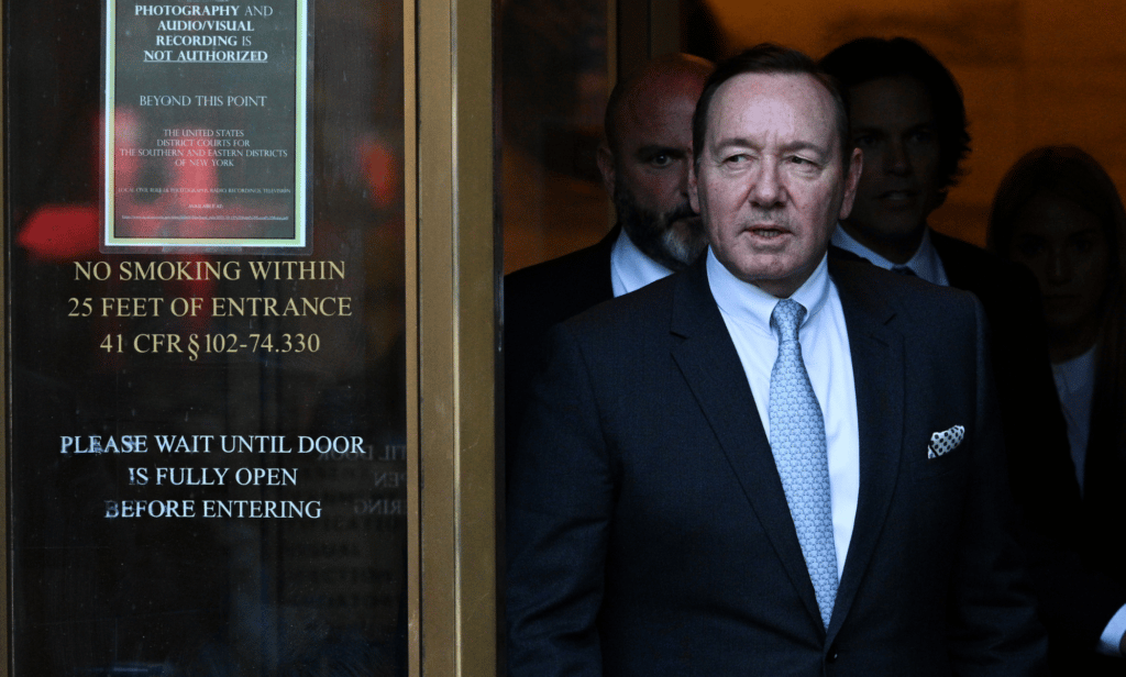 Kevin Spacey leaves a courthouse after jurors were chosen Anthony Rapp's civil lawsuit against Spacey